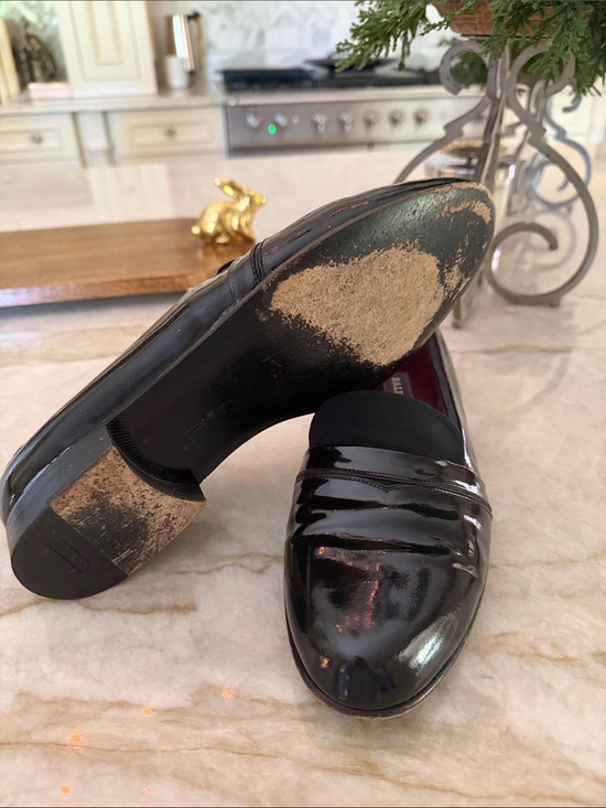 Bally Black Patent Leather Slip-On Loafers with Maroon Interior